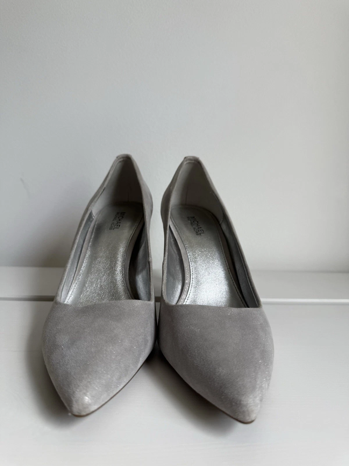 Michael Kors argento scamosciato tacco a punta taglia 7 decolte eleganti classiche