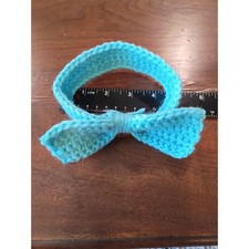 Handmade Crochet Bow Headband Turquoise Blue Knit Hair Accessory Boho Style