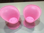 vintage Mattel Barbie Doll pink dream house wicker look patio chairs furniture