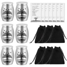 6 Set Small Urns for Ashes Cremation Urns 1.57 Inch Silver Ashes Keepsake Fun...