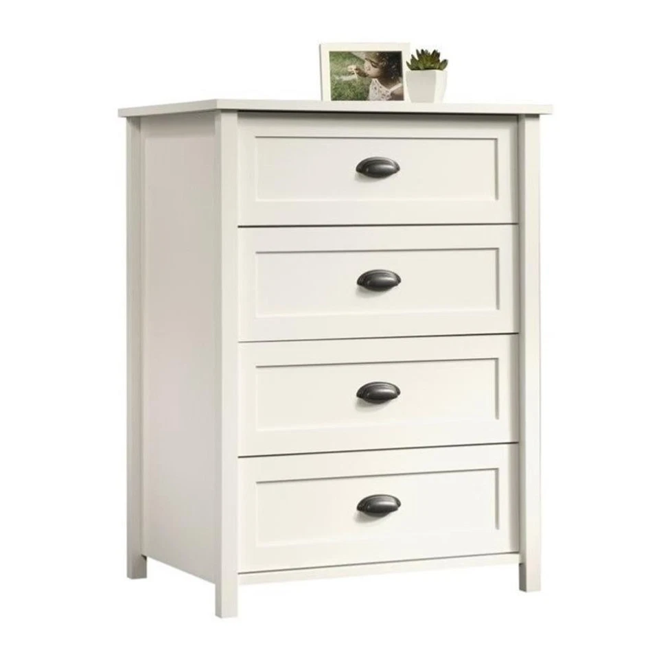Sauder County Line Engineered Wood 4-Drawer Bedroom Chest in Soft White - Image 4 of 4