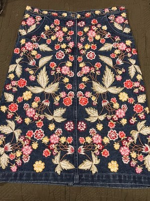 Needle &thread Women s Denim Skirt Heavily Embroidered With Floral Pattern 8