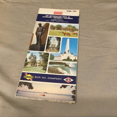 1970/71 Sunoco DX oil company gas station map Ohio