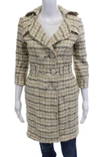 Walter Womens Beige Trench Coat Collared 3/4 Sleeve Button Size 0