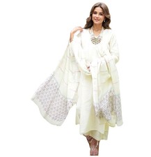 GoSriKi Women's Rayon Blend Printed Straight Kurta with Pant  Dupatta