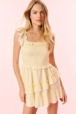 loveshackfancy Aline Cotton Honeycomb Yellow Gingham Dress Medium