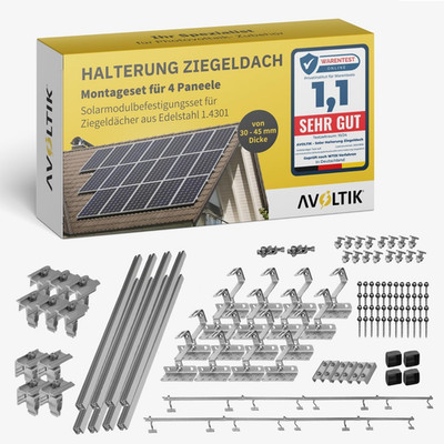 Avoltik Solar Halterung Ziegeldach I Set Für 4 PV Module 30-45Mm I Solarmodul Ha