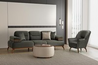 Exklusives Wohnzimmer Textil-Set Designer 3-Sitzer Polstersessel