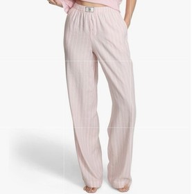Victoria&rsquo;s Secret Pink Stripe Pajama Pants Rhinestone Logo Patch Size S NWOT