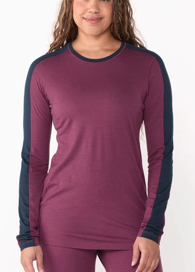 REI Co-op Merino 185 Long Sleve Crew Base Layer Women NWT X-Small Violet Navy