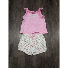 Juicy Couture Kids Pink Ruffle Tank Top Floral Shorts Pajama Set 2pc 3T