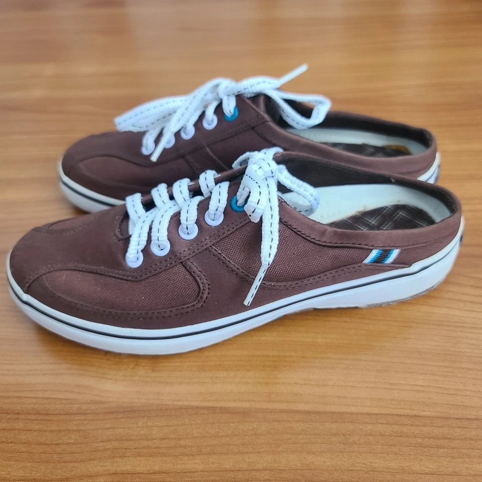 Cojín de lona marrón Keds para mujer cómodo plantilla extraíble zuecos deslizables mulas talla 6 Foto 4 de 4