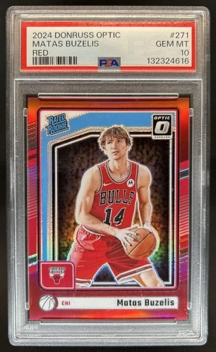 2024-25 Panini Donruss Optic Matas Buzelis Red Prizm RC Rated Rookie #/99 PSA 10
