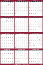 2026 Large Yearly Wall Calendar, Full Year Planner, Red, 25.2 x 38.2, with Notes
