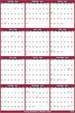2026 Large Yearly Wall Calendar, Full Year Planner, Red, 25.2 x 38.2, with Notes