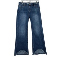 Liverpool Los Angeles Crop Flare Jeans Womens 6/28 Blue Telford Frayed Tulip Hem