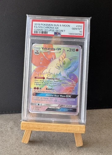 2019 POKEMON SUN & MOON COSMIC ECLIPSE SECRET #252 FULL ART/VOLCARONA GX PSA 10