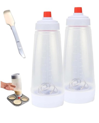 #ad Pancake Batter Dispenser amp; Mixer with BlenderBall Whisk 2 Pack 33oz Leak Pro... $31.45