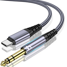 Conector adaptador de cable de audio TRS de 4pies USB C a 6.35 mm y 1/4 pulgadas