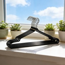 Non-Slip Black Metal Hangers PVC Coated Space Saving Multiple Pack Sizes Avail