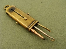 ANTIQUE SLIDING MECHANICAL PENCIL BUTTON HOOK VANITY TOOL ETUI CASE WATCH FOB EC