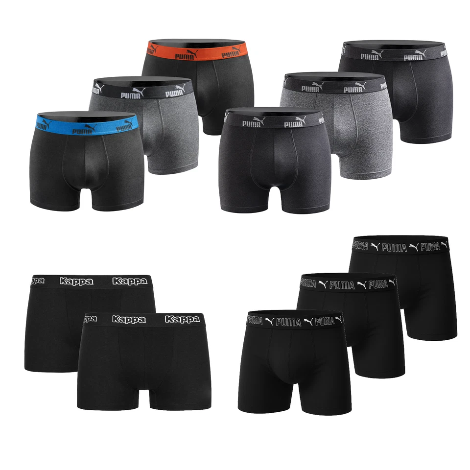 Puma - Kappa Boxershorts 3er Pack Herren Basic Unterhosen Schwarz Grau Blau M-XL - Bild 1 von 1