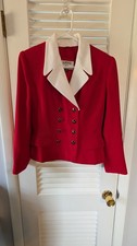 Vintage Kasper A.S.L. 10p Petite 10 Red Blazer Jacket Double Breasted 90s
