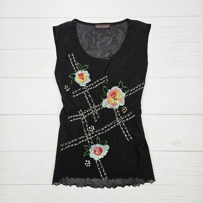 Micro Mesh Beaded Tank Top Fairycore Euro Erika Dance - Medium 