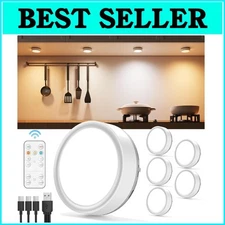 Rechargeable Puck Lights with Remote Control - 6-Pack LED Cordless Lighting