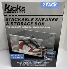 Magnetic Stackable Sneaker  Storage Clear Shoe Box Organizer Clear Case 2 Pack