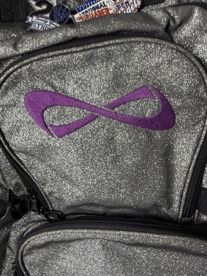 NFINITY Purple and White Gear Bag Nfinity Sparkle Backpack Black Silver Purple Cheer Backpack  main image 3