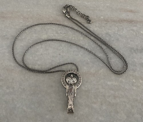 Brighton Floating Crystal Heart Badge Clip ID Lanyard Necklace