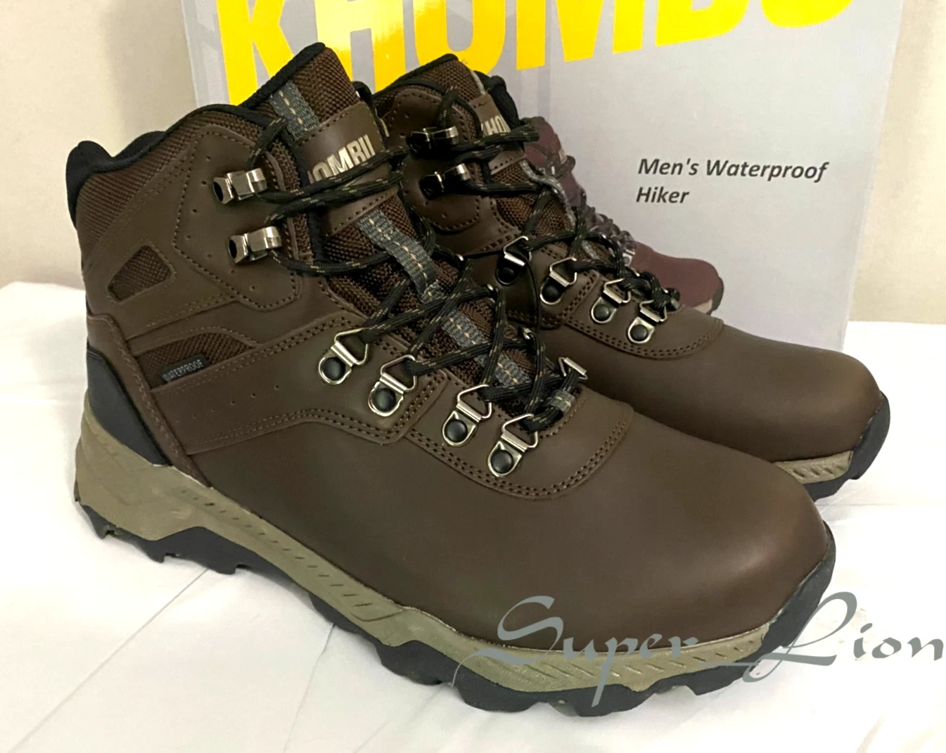 NEW Khombu Men's Kenny Waterproof Leather Upper Hiker Boots - SIZE 10 - BROWN
