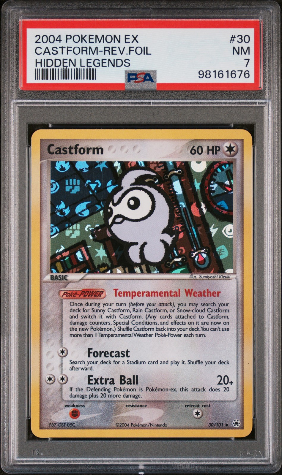 2004 POKEMON EX HIDDEN LEGENDS #30 CASTFORM-REVERSE FOIL PSA 7