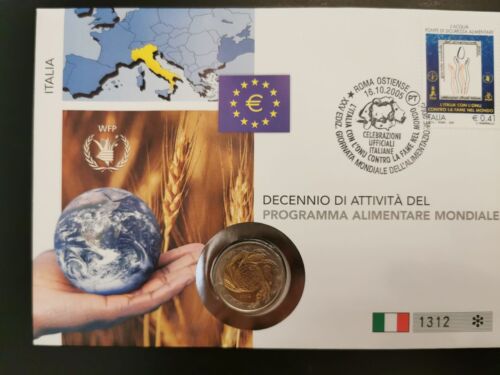 2 euros, lettre numisique Italie, PAM (Programme alimentaire mondial), 2004, site R - Photo 1/5