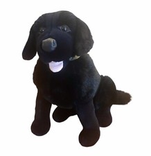 FAO SCHWARZ Realistic Black Lab Plush Dog Sitting Vintage 15 Brown Collar