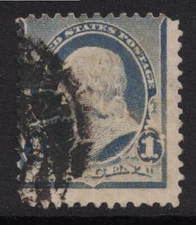Scott 219- Used- 1c Benjamin Franklin, Small Banknotes Issue- 1890-93- stamp