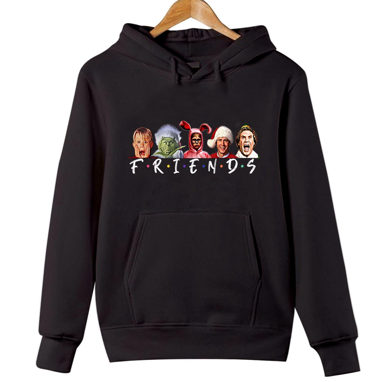 HOODIE (5088) Christmas Friends Funny Elf Santa Hat Top Xmas Gift Costume Jacket-image