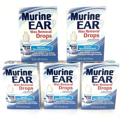 5 Pack Murine 0.5oz Carbamide Peroxide FastActing Ear Wax Removal Drops