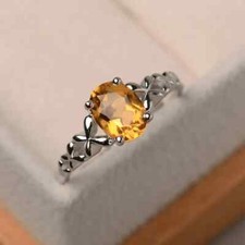 Antique 1.50Ct Oval Natural Citrine Ring Wedding Engagement Ring Sterling Silver