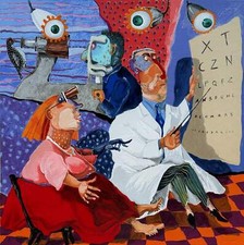 L'Oculista Pino Procopio Opera Dipinto SERIGRAFIA Firmata Numerata Figurativismo