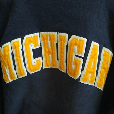 Vintage CHAMPION Reverse Weave Sweatshirt MICHIGAN Navy Blue Made