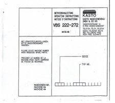Betriebsanl. Schaltpl. u Ersatzteill. f&uuml;r Kasto VBS 222-272 per PDF. ab Bj.68