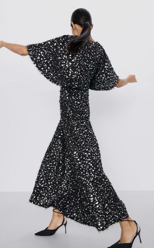 Zara Sequin Pearl embellished Black Special Occasion Party Dress | eBay