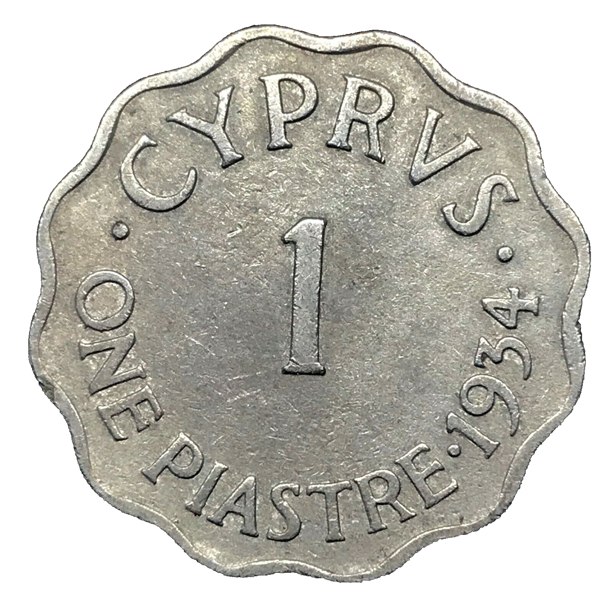 Cyprus: 1934 1 Piastre Copper/Nickel Coin- George V British Colony