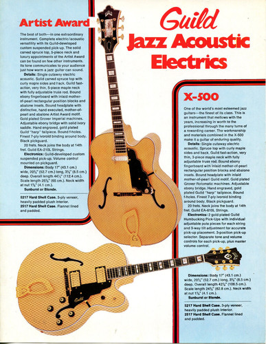 Vintage GUILD~ JAZZ ACOUSTIC ELECTRICS ~ STARFIRE ~ SOLID BODY GUITARS ~ Catalog
