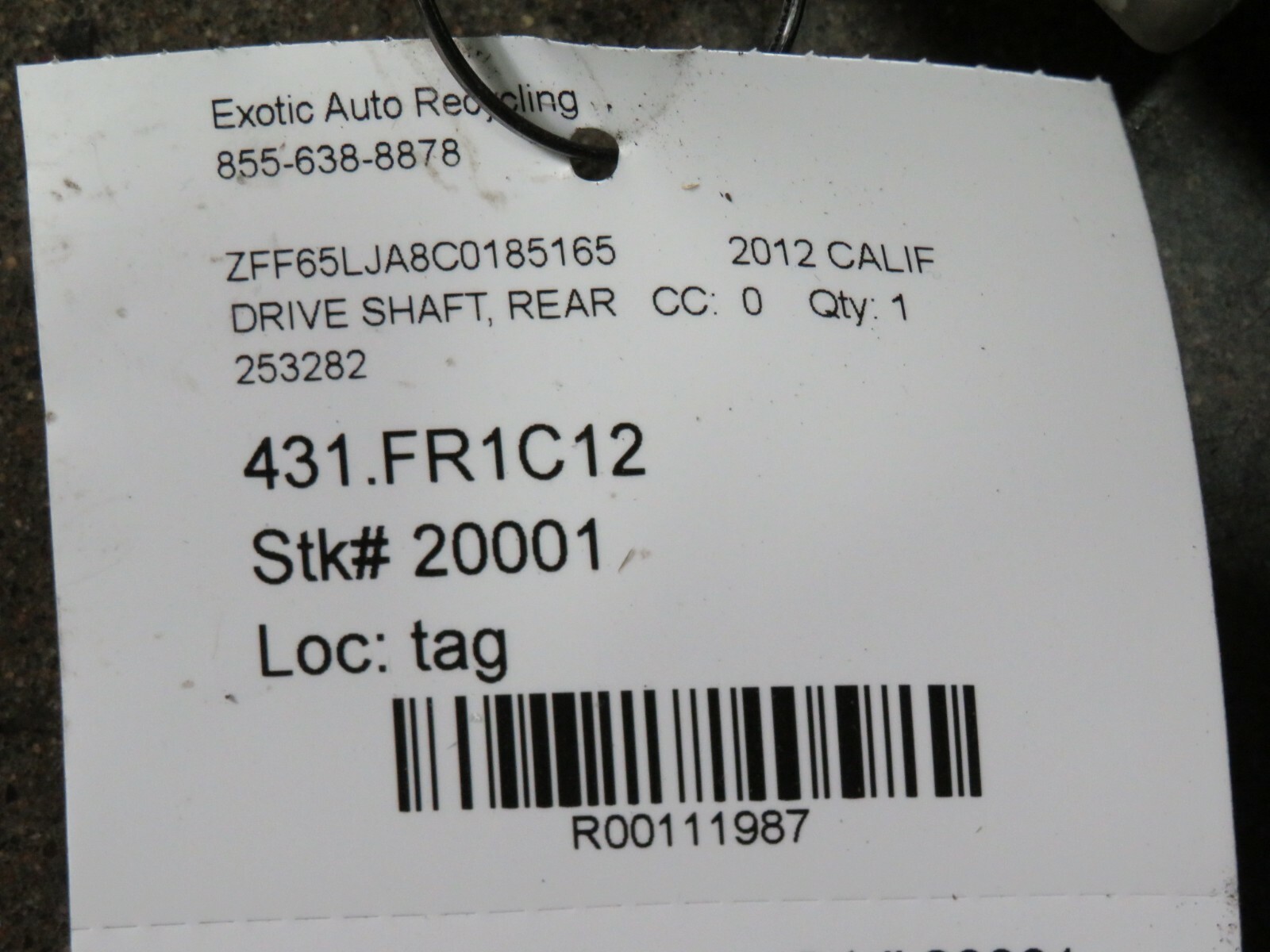 Ferrari California, Rear Drive Shaft, Used, P/N 253282