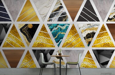 3D Triangles Textures Marble Wallpaper Wall Murals Removable Wallpaper