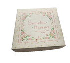 New SAMPLER NAPKINS box. Luncheon 1950s. 5 styles. Needlepoint APPLE PIE Kissing — photo 1