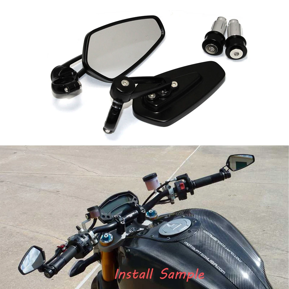 Espejos retrovisores de extremo de barra personalizados negros para motocicleta Kawasaki Z1000 2003-2016 7/8" EE. UU. Foto 2 de 4